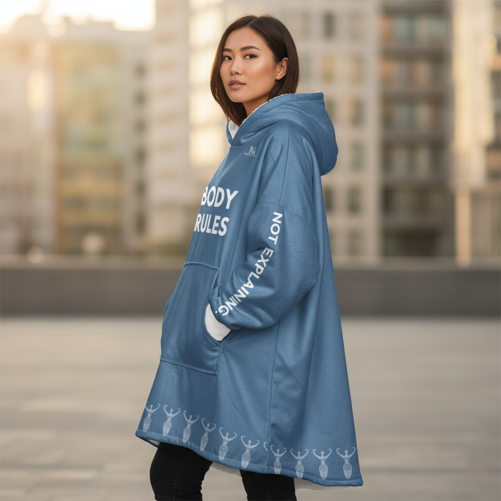 My Body My Rules Hooded Blanket – Empowering Unisex Oversized Hoodie Blanket