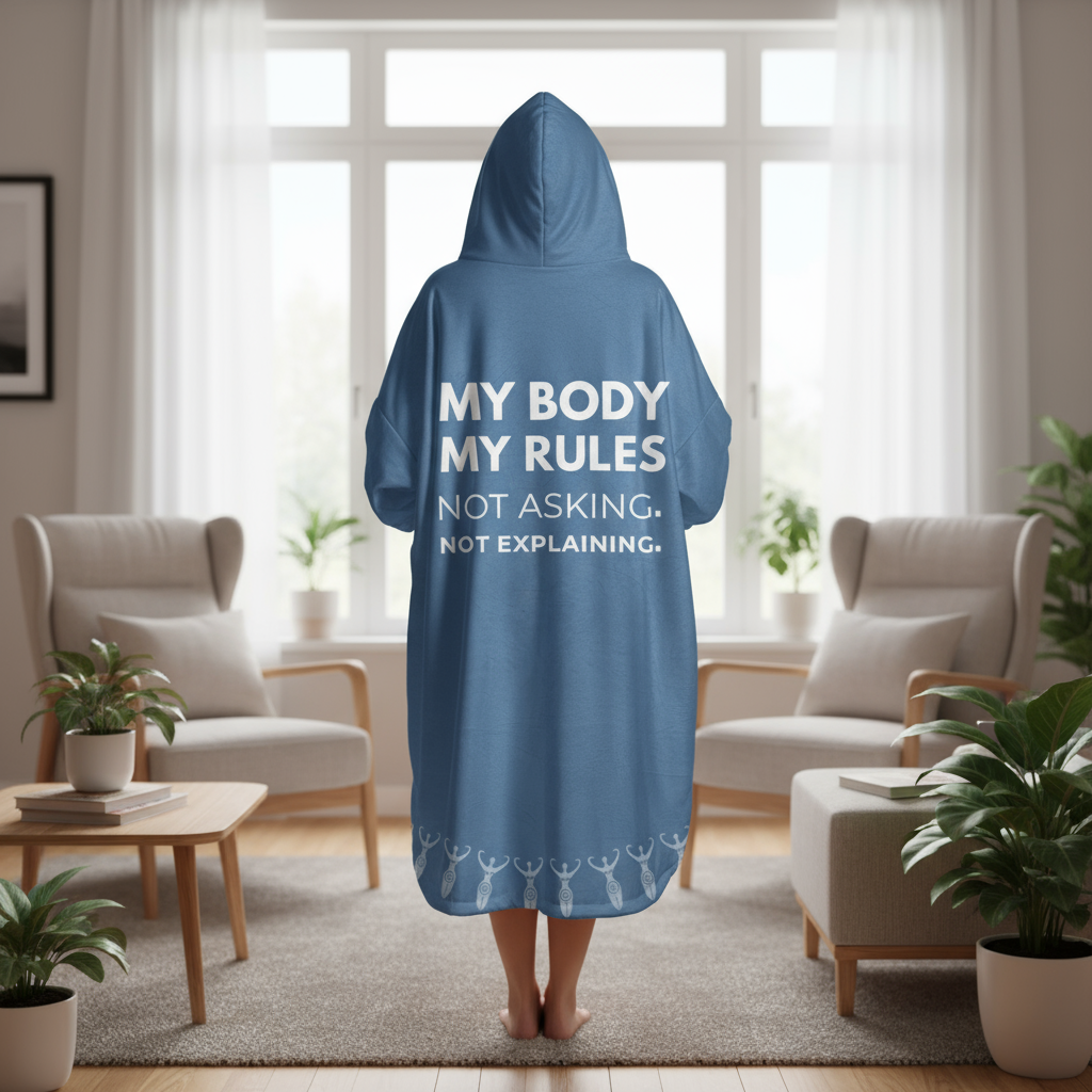My Body My Rules Hooded Blanket – Empowering Unisex Oversized Hoodie Blanket
