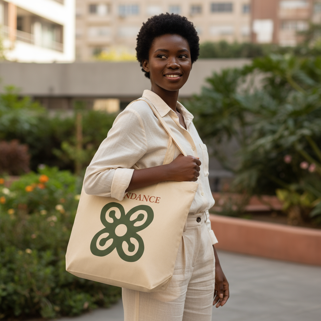 ABUNDANCE Adinkra Organic Cotton Tote Bag | Eco-Friendly African Symbol Tote by Kinky Nomad