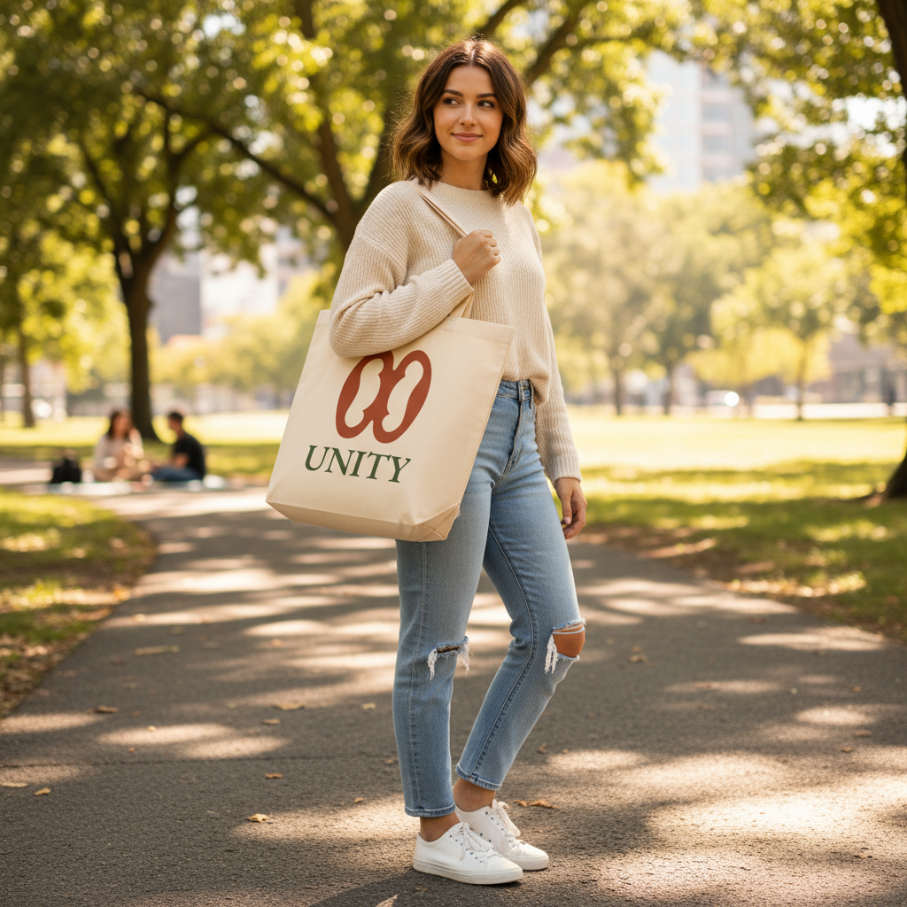 UNITY Adinkra Organic Cotton Tote Bag | Eco-Friendly African Symbol Tote by Kinky Nomad