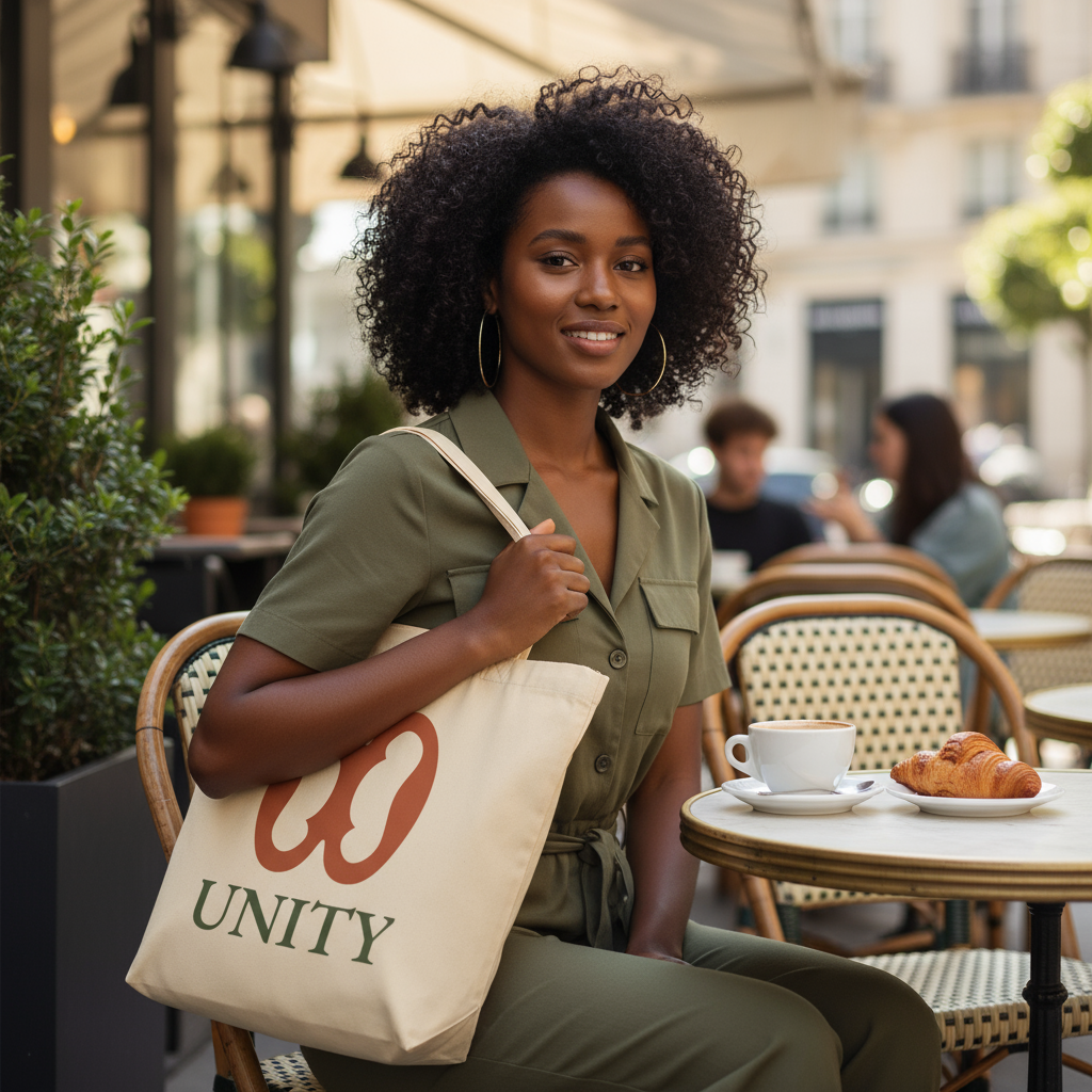 UNITY Adinkra Organic Cotton Tote Bag | Eco-Friendly African Symbol Tote by Kinky Nomad