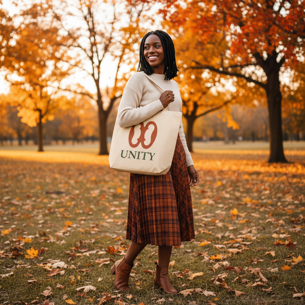 UNITY Adinkra Organic Cotton Tote Bag | Eco-Friendly African Symbol Tote by Kinky Nomad