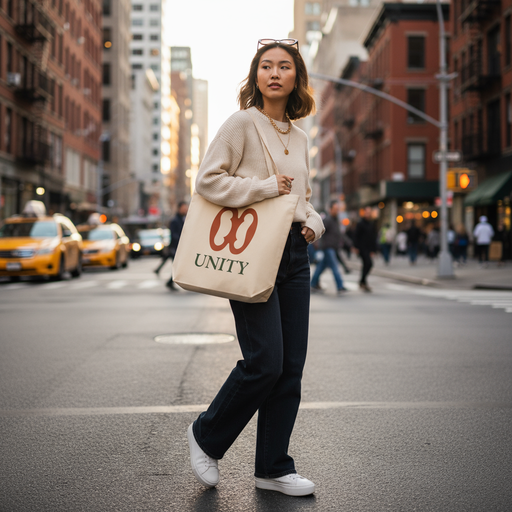 UNITY Adinkra Organic Cotton Tote Bag | Eco-Friendly African Symbol Tote by Kinky Nomad