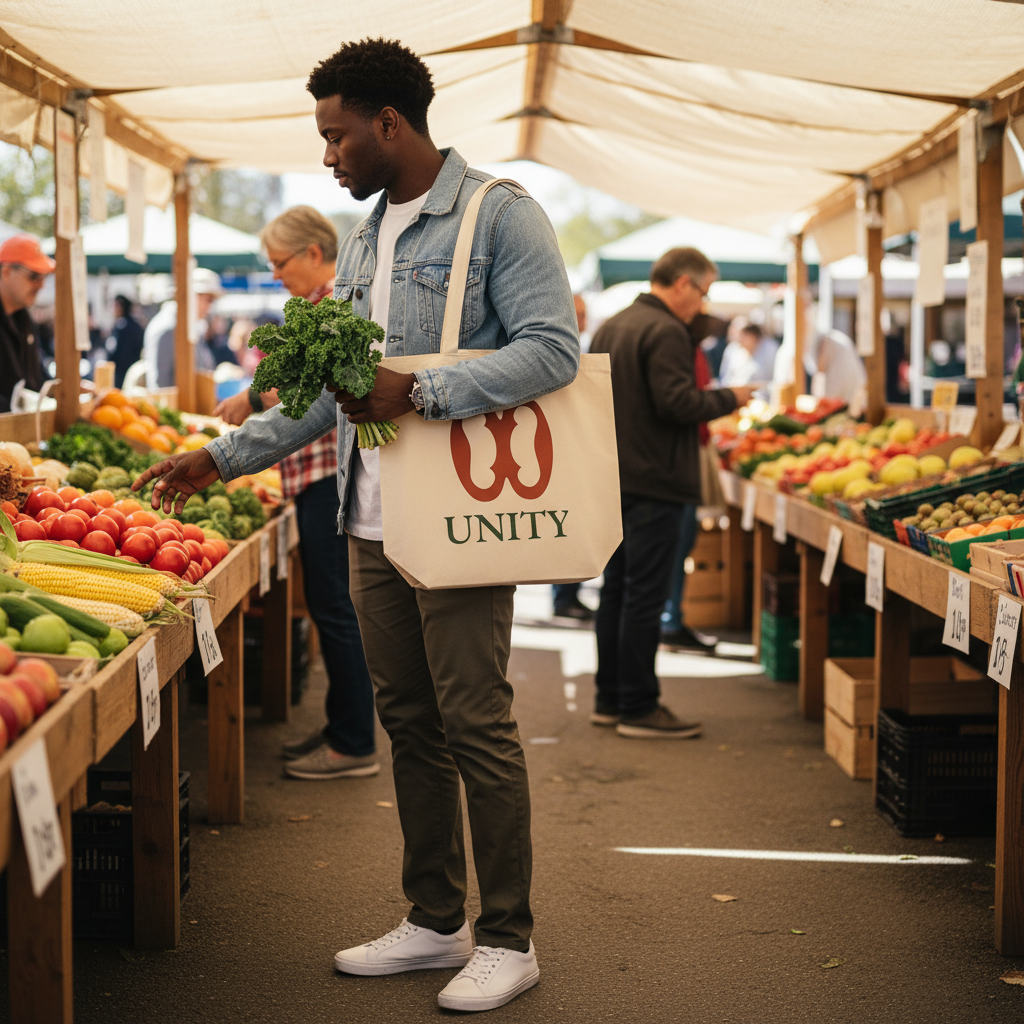UNITY Adinkra Organic Cotton Tote Bag | Eco-Friendly African Symbol Tote by Kinky Nomad