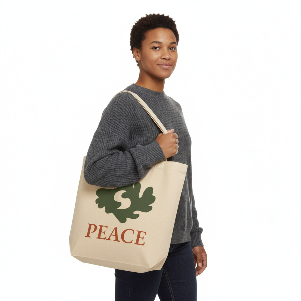 PEACE Adinkra Organic Cotton Tote Bag | Eco-Friendly African Symbol Tote by Kinky Nomad