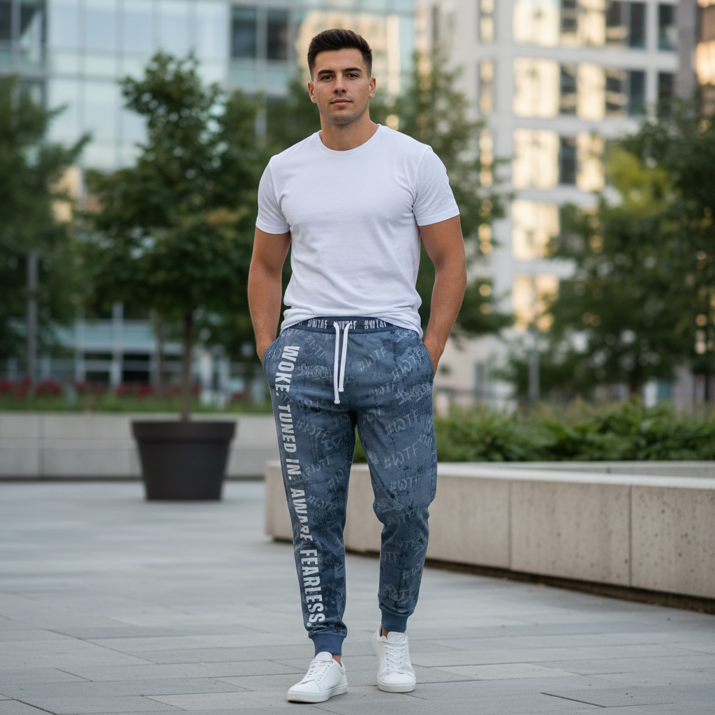 #WTAF Empowerment Joggers – Woke. Tuned In. Aware. Fearless | Slate Graffiti Print