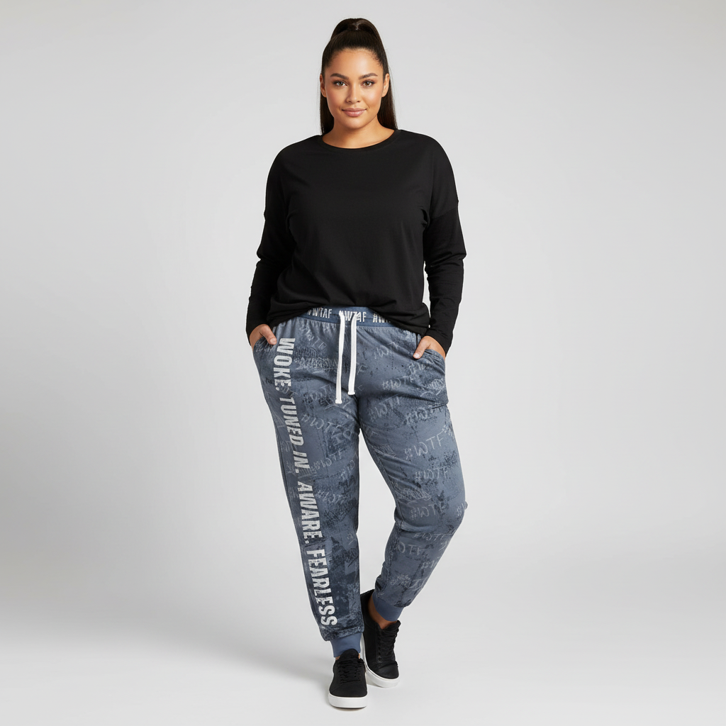 #WTAF Empowerment Joggers – Woke. Tuned In. Aware. Fearless | Slate Graffiti Print
