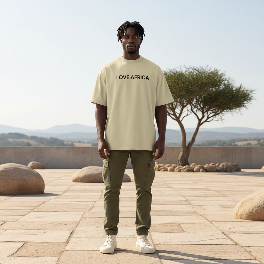 Love Africa Unisex organic oversized high neck t-shirt