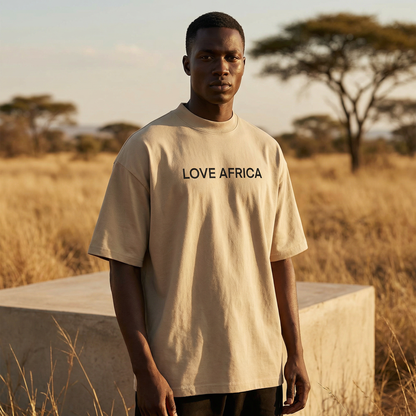 Love Africa Unisex organic oversized high neck t-shirt