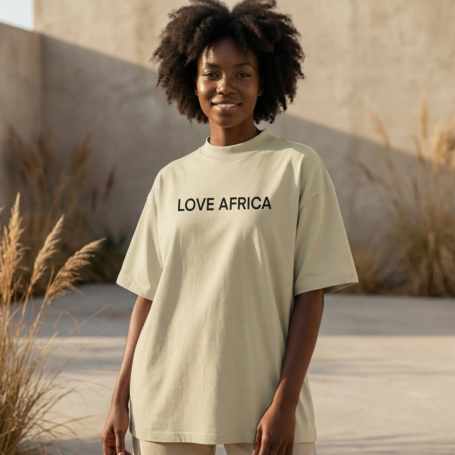 Love Africa Unisex organic oversized high neck t-shirt