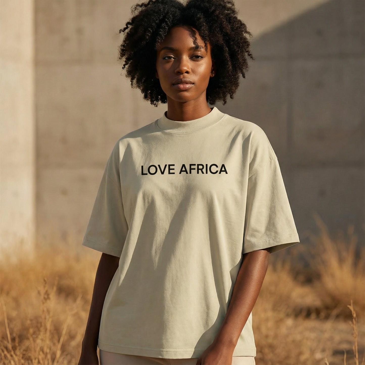 Love Africa Unisex organic oversized high neck t-shirt