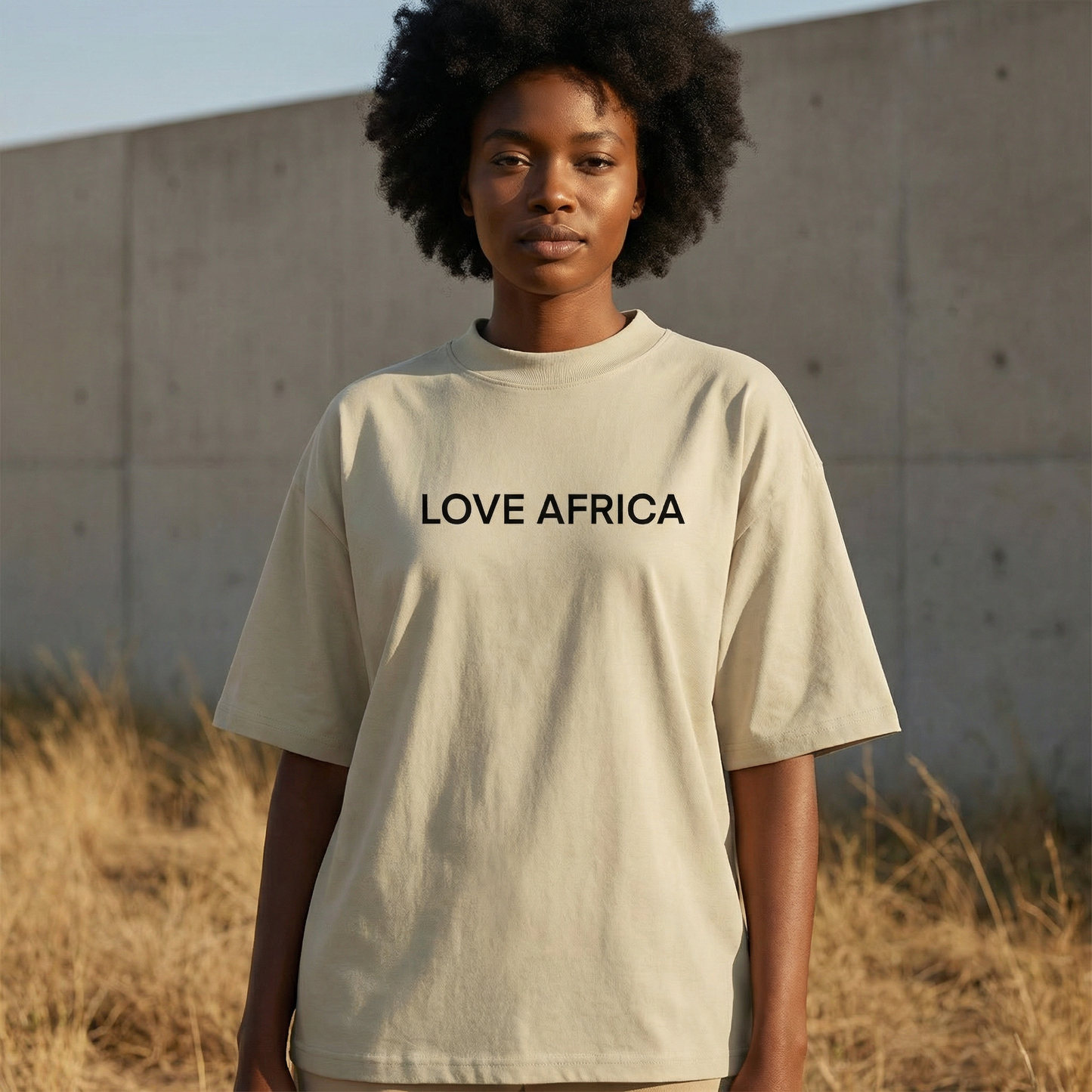 Love Africa Unisex organic oversized high neck t-shirt