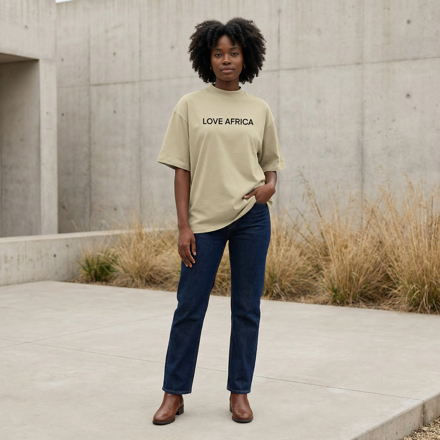 Love Africa Unisex organic oversized high neck t-shirt