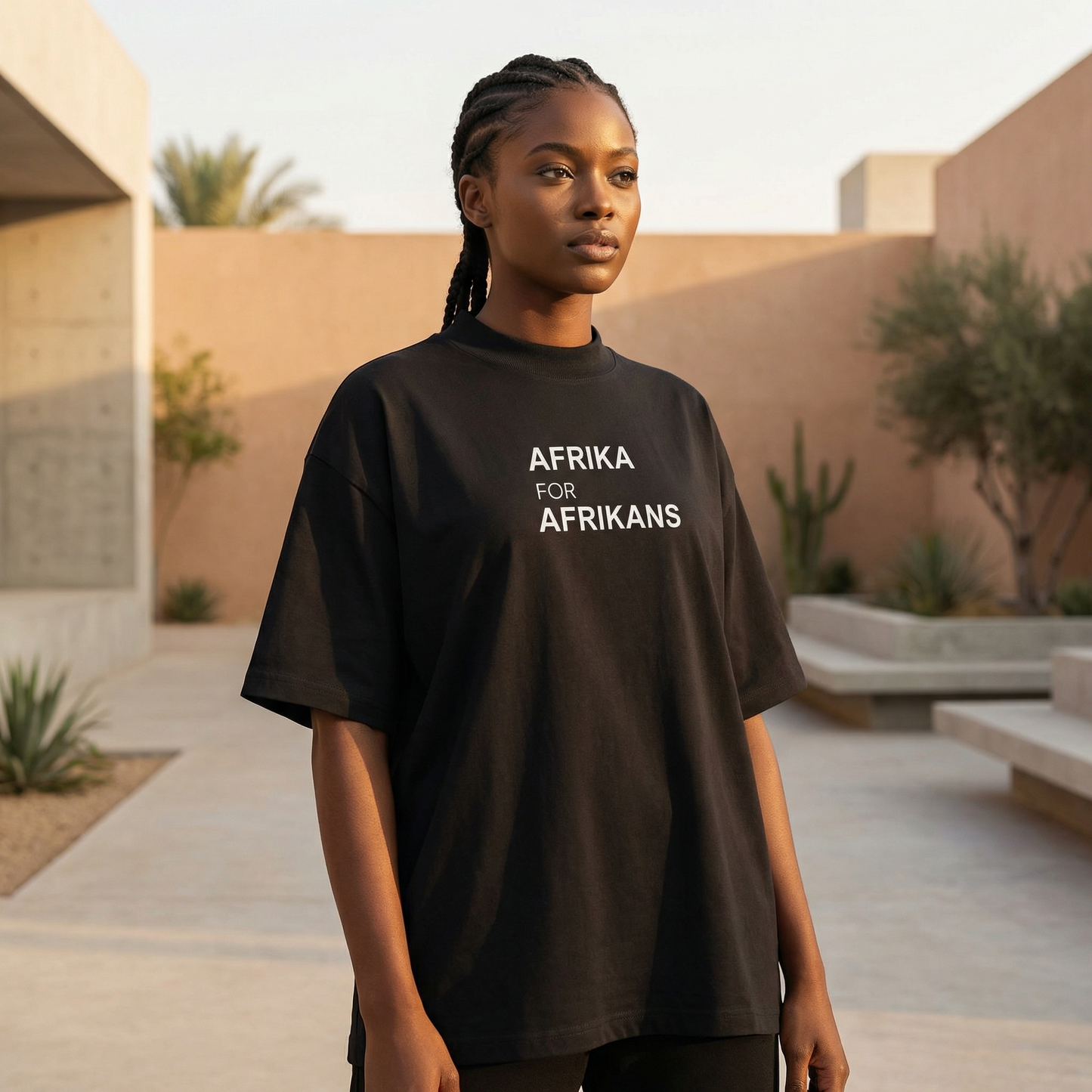 Afrika for Afrikans Oversized, High Neck Organic T-Shirt | Pan-African Streetwear