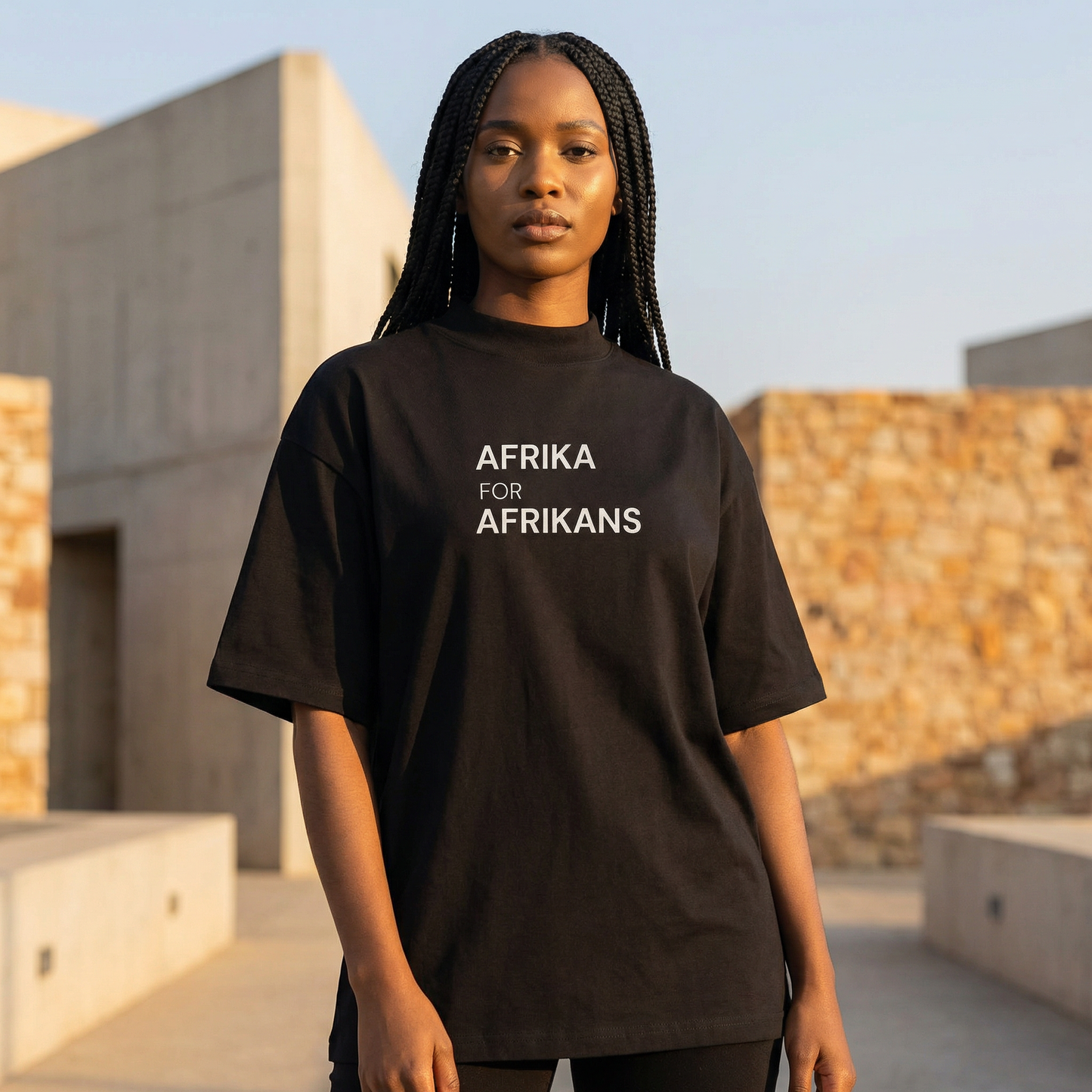 Afrika for Afrikans Oversized, High Neck Organic T-Shirt | Pan-African Streetwear