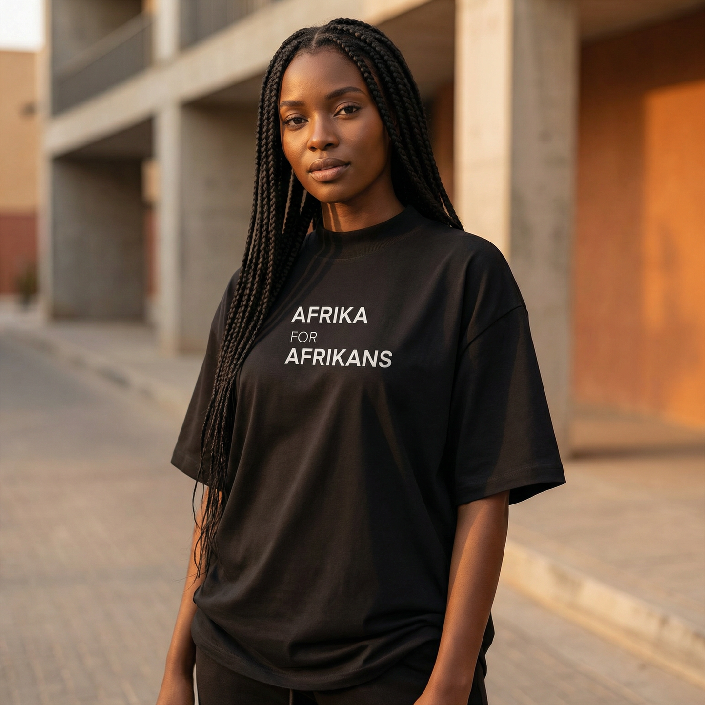Afrika for Afrikans Oversized, High Neck Organic T-Shirt | Pan-African Streetwear