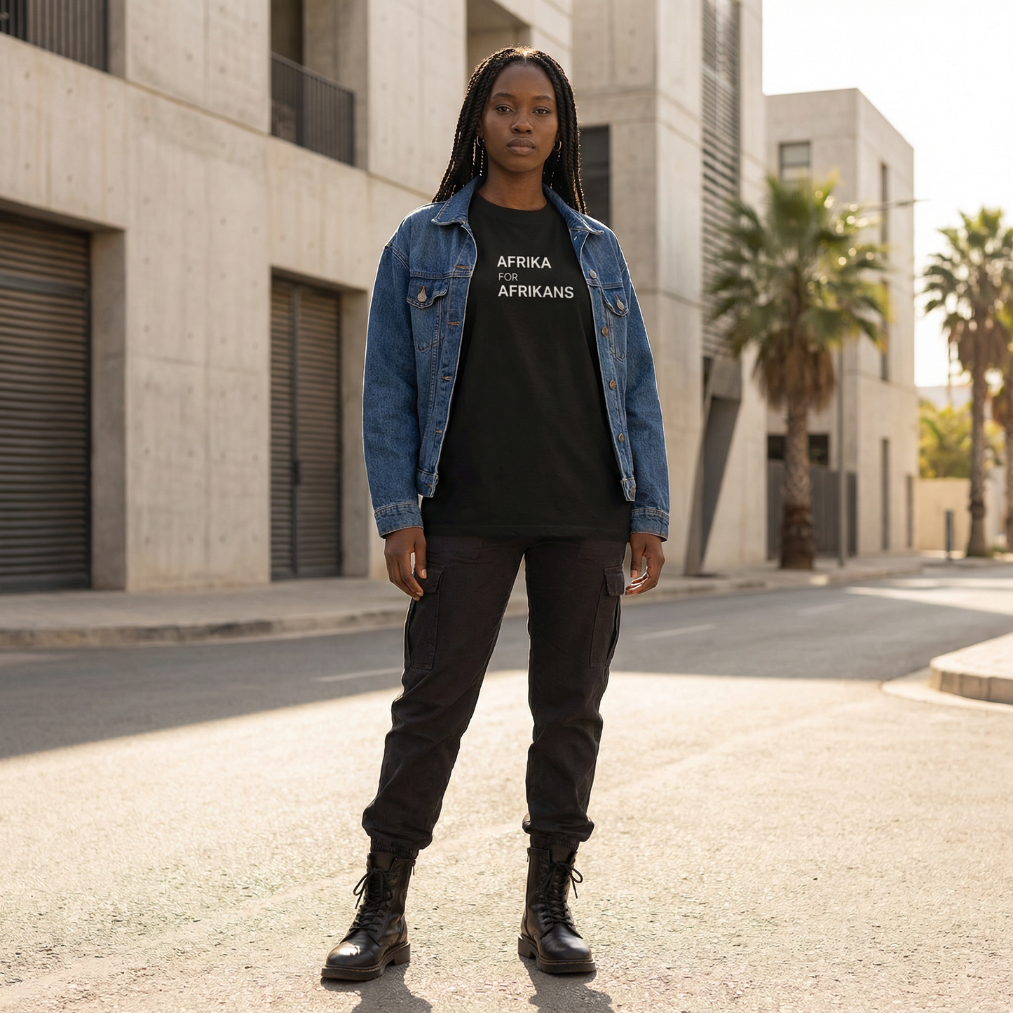 Afrika for Afrikans Oversized, High Neck Organic T-Shirt | Pan-African Streetwear