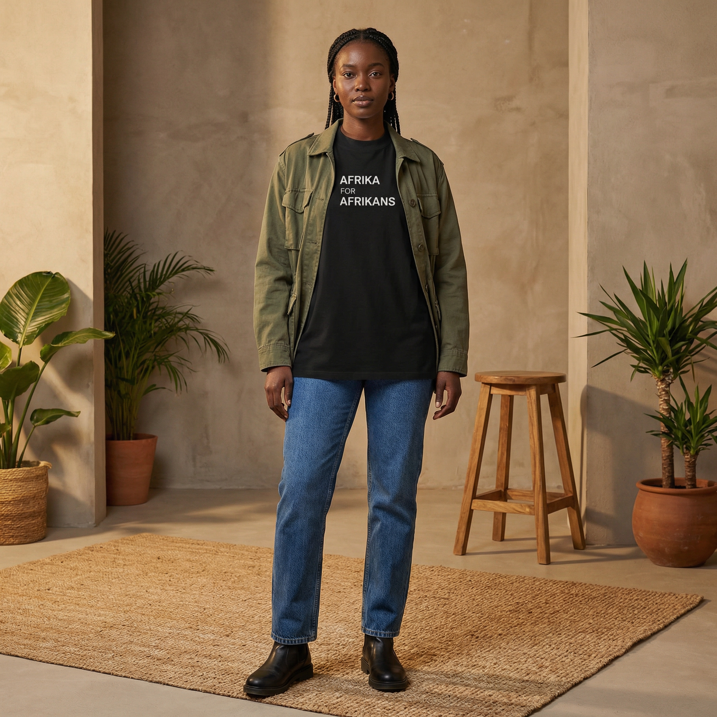 Afrika for Afrikans Oversized, High Neck Organic T-Shirt | Pan-African Streetwear