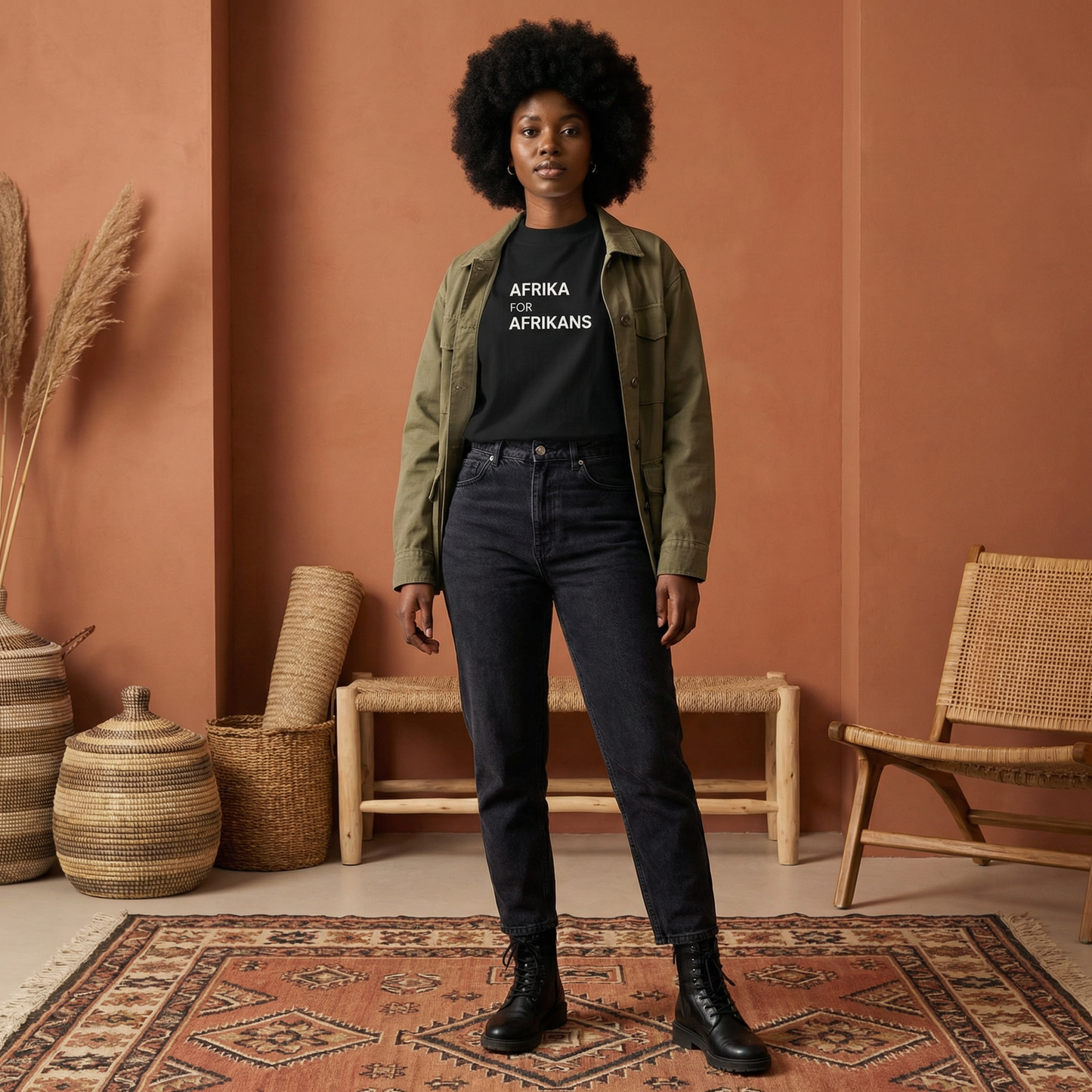 Afrika for Afrikans Oversized, High Neck Organic T-Shirt | Pan-African Streetwear