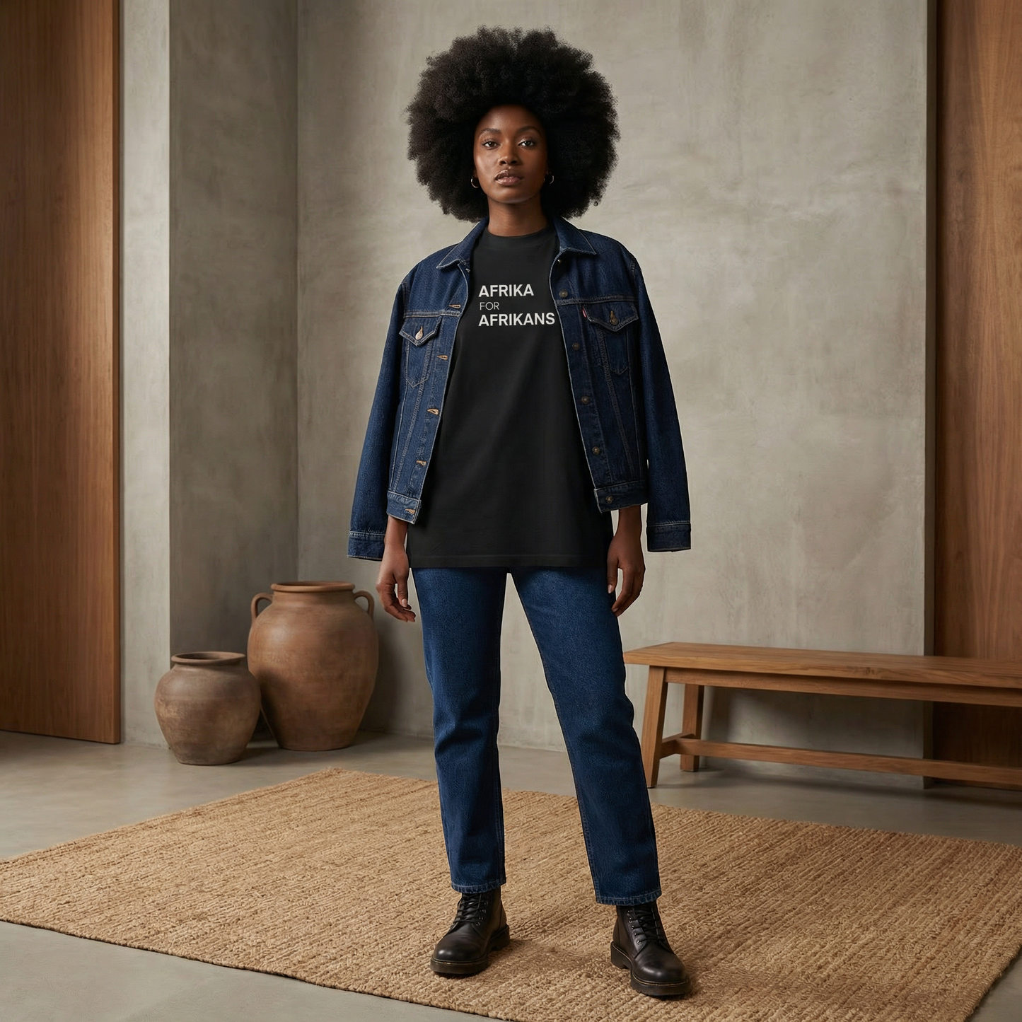 Afrika for Afrikans Oversized, High Neck Organic T-Shirt | Pan-African Streetwear