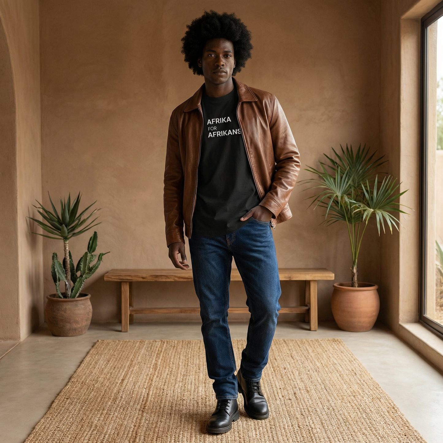 Afrika for Afrikans Oversized, High Neck Organic T-Shirt | Pan-African Streetwear