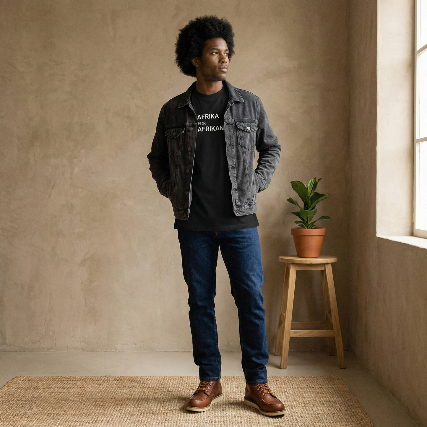 Afrika for Afrikans Oversized, High Neck Organic T-Shirt | Pan-African Streetwear