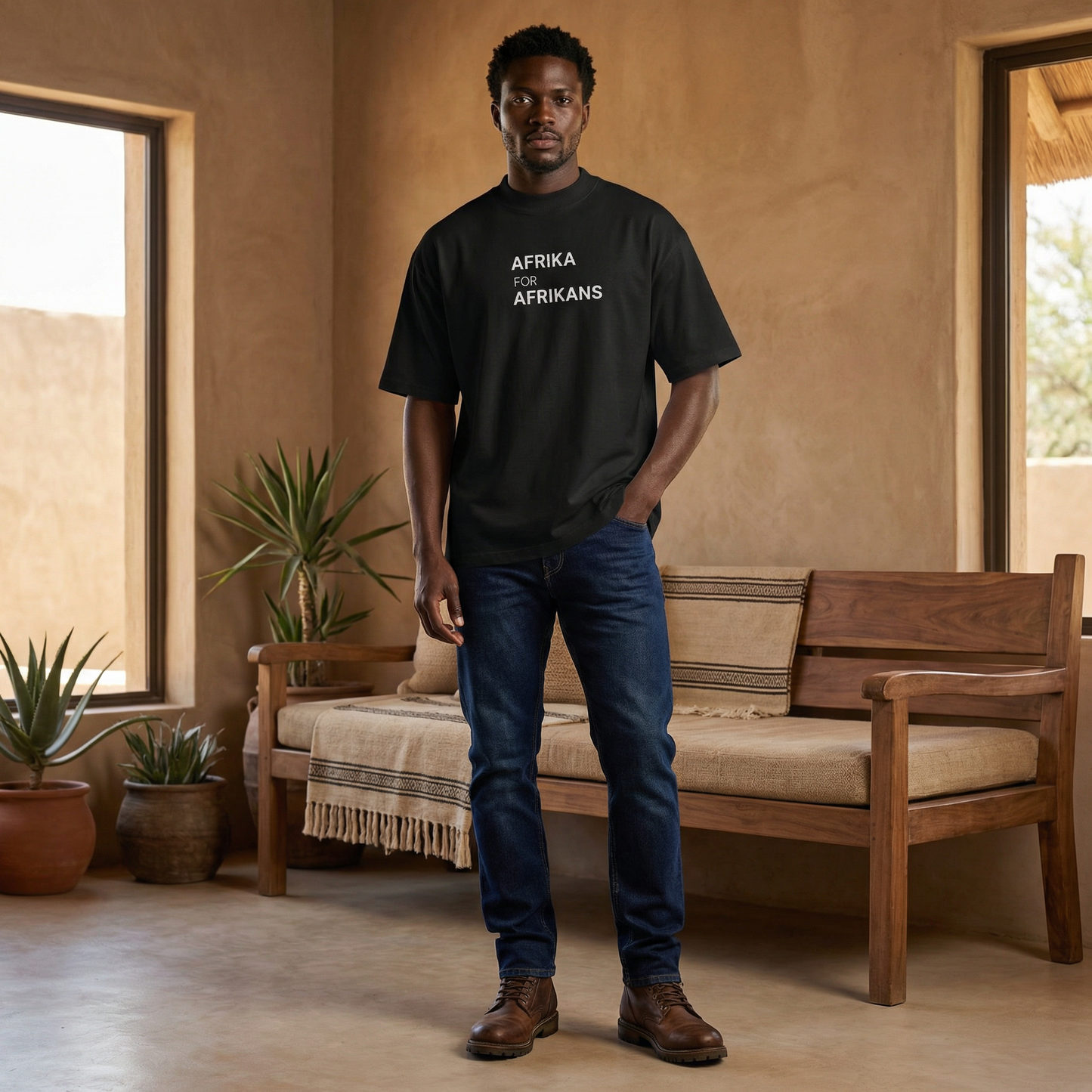 Afrika for Afrikans Oversized, High Neck Organic T-Shirt | Pan-African Streetwear