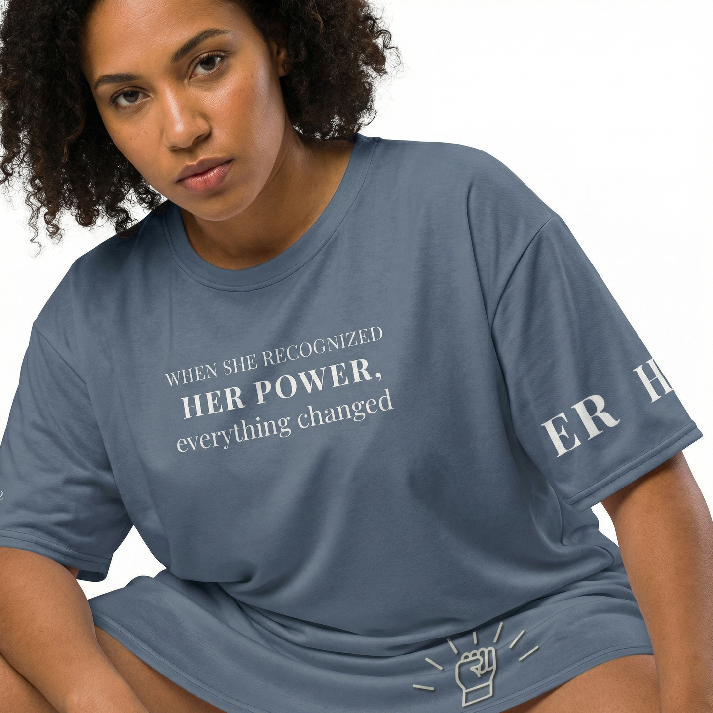 When She Recognized Her Power T-Shirt Dress – Oversized Empowerment Streetwear