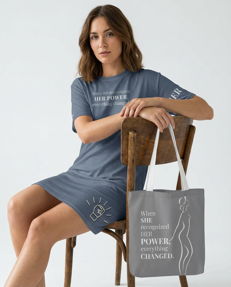 When She Recognized Her Power T-Shirt Dress – Oversized Empowerment Streetwear