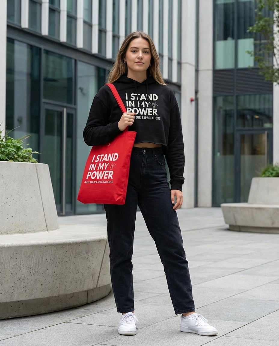I stand in my power -  Organic Cotton Tote Bag | Eco-Friendly, Reusable, Shopping, Gift, Activism, Freedom Quotes