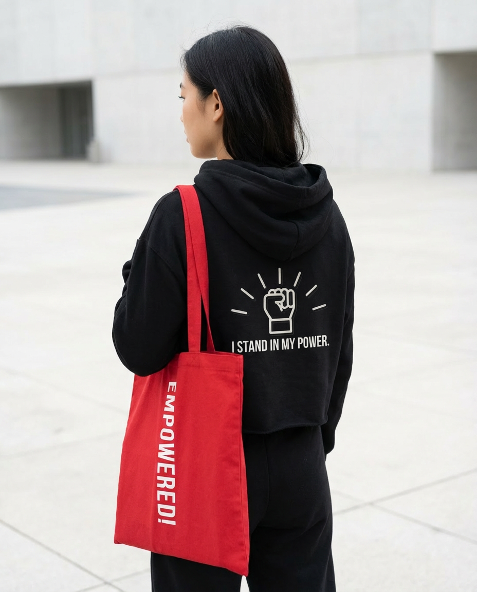 I stand in my power -  Organic Cotton Tote Bag | Eco-Friendly, Reusable, Shopping, Gift, Activism, Freedom Quotes