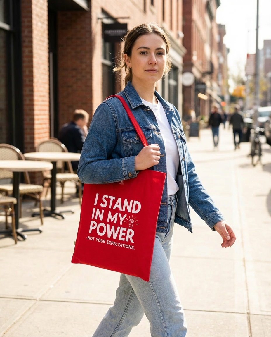 I stand in my power -  Organic Cotton Tote Bag | Eco-Friendly, Reusable, Shopping, Gift, Activism, Freedom Quotes