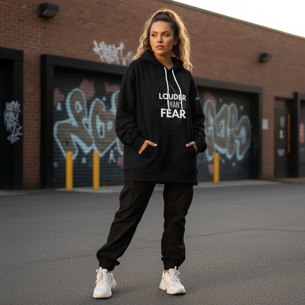 Louder Than Fear Hoodie – Speak Resist Rise Unisex Statement Hoodie