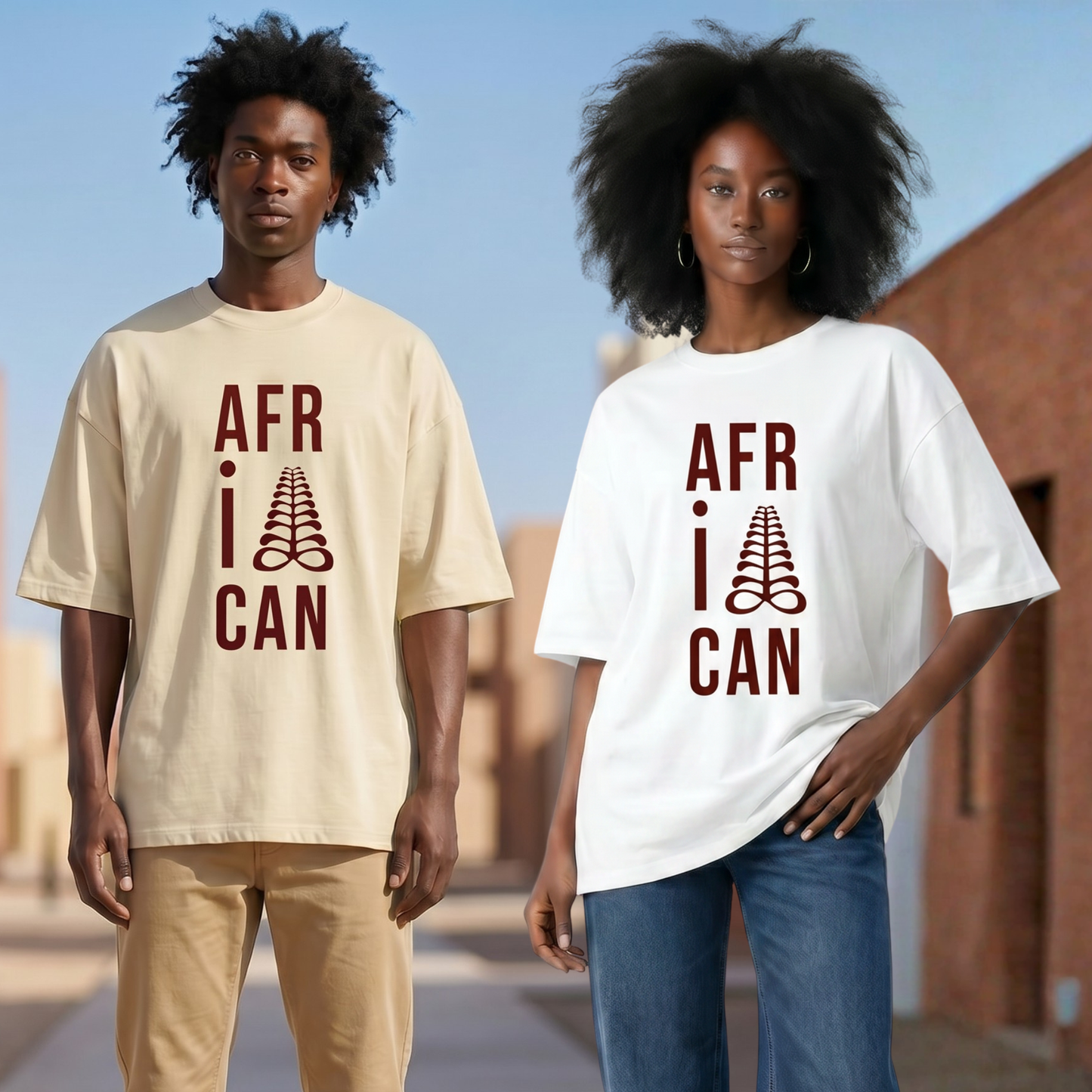 AFRICAN Oversized Tee | Aya Adinkra Symbol | Organic Cotton | Kinky Nomad