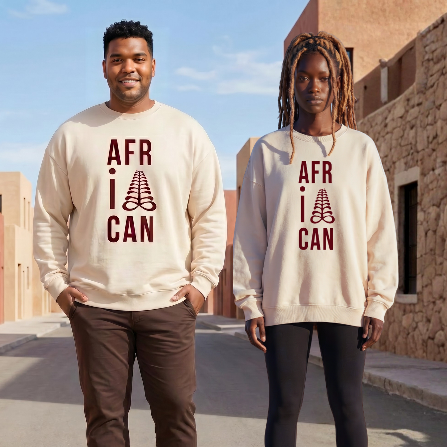 AFRICAN Sweatshirt | Aya Adinkra Symbol | Recycled Fleece | Kinky Nomad