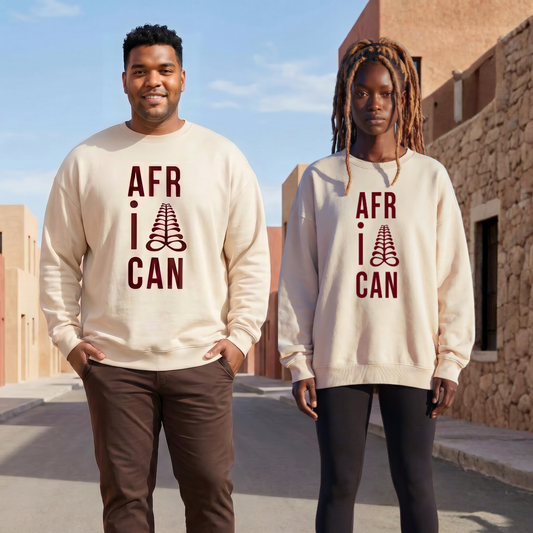 AFRICAN Sweatshirt | Aya Adinkra Symbol | Recycled Fleece | Kinky Nomad