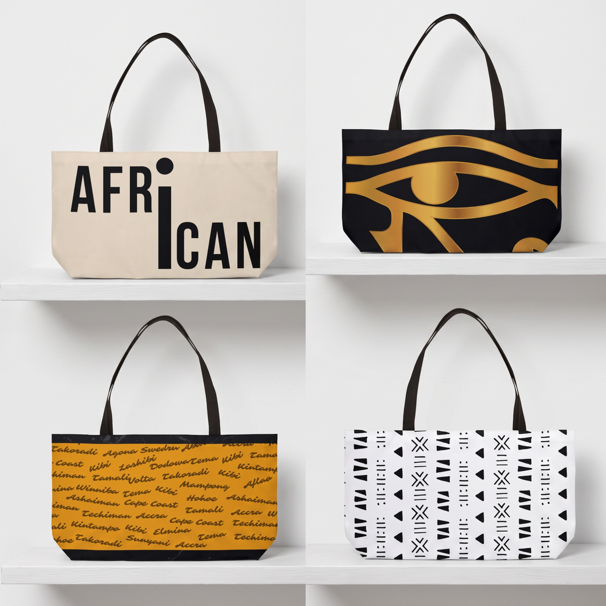 Weekender Tote Bag | Aya Bogolan Ghana Eye of Horus | Kinky Nomad