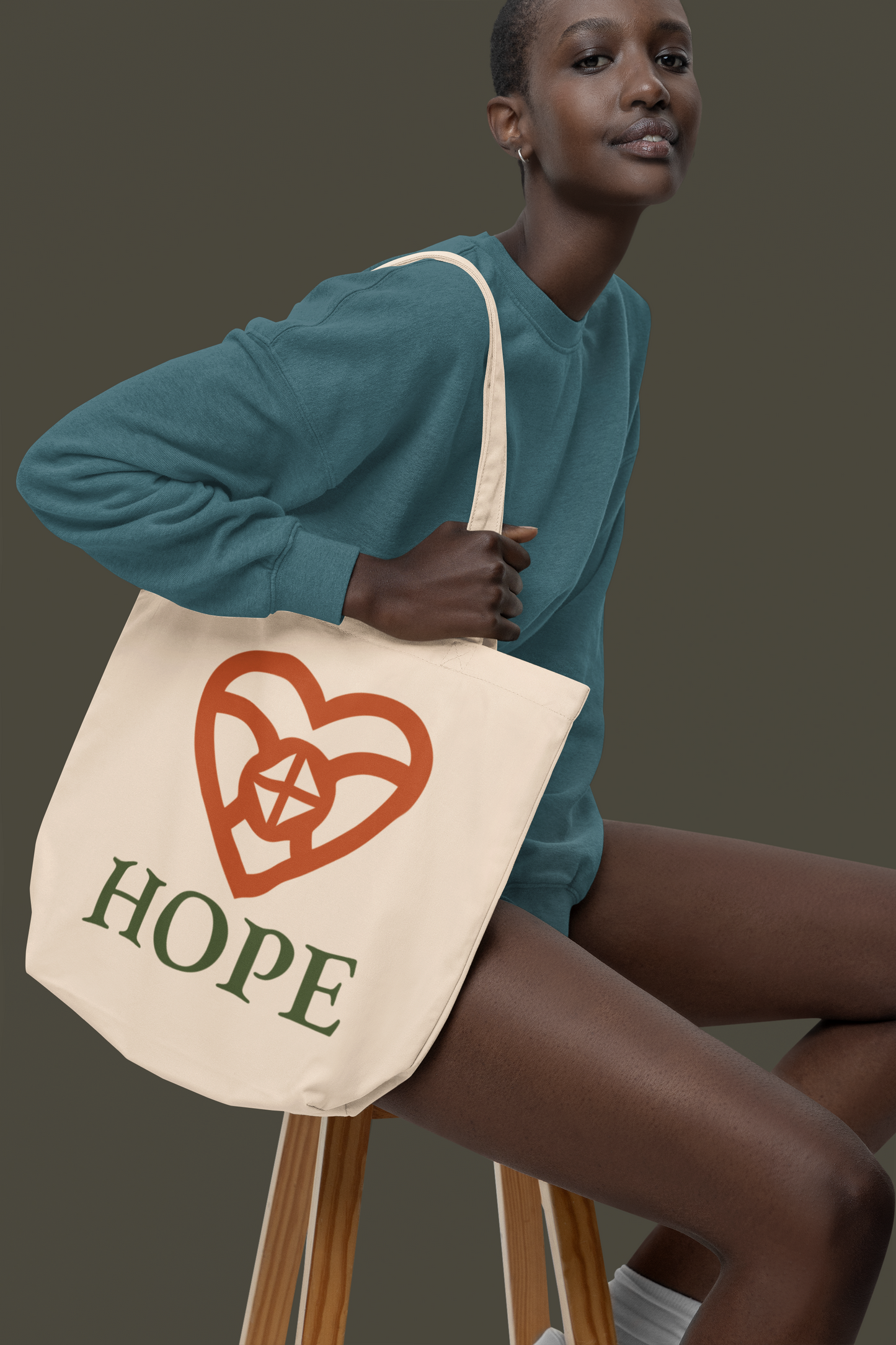 HOPE Adinkra Organic Cotton Tote Bag | Eco-Friendly African Symbol Tote by Kinky Nomad