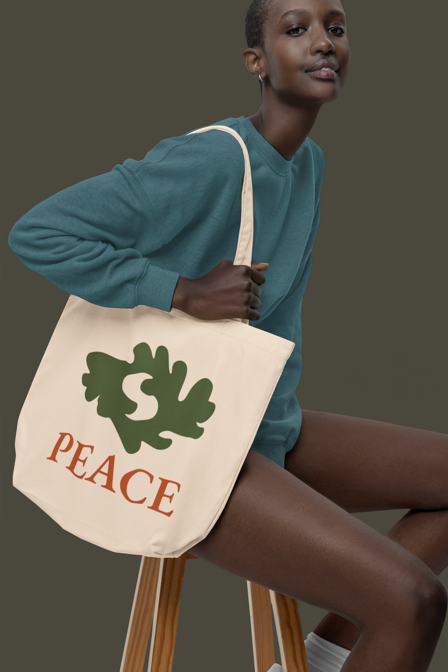 PEACE Adinkra Organic Cotton Tote Bag | Eco-Friendly African Symbol Tote by Kinky Nomad