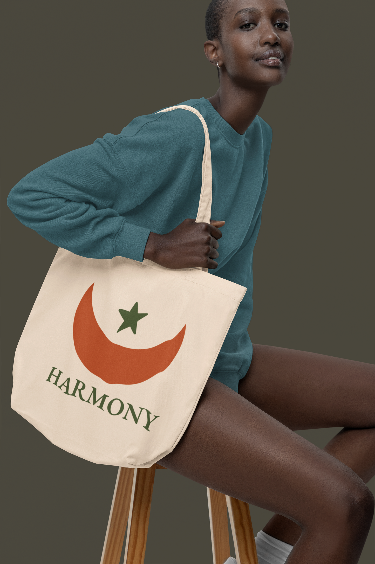HARMONY Adinkra Tote Bag – Organic Cotton, Eco-Friendly African Symbol Bag, Sustainable Gift by Kinky Nomad