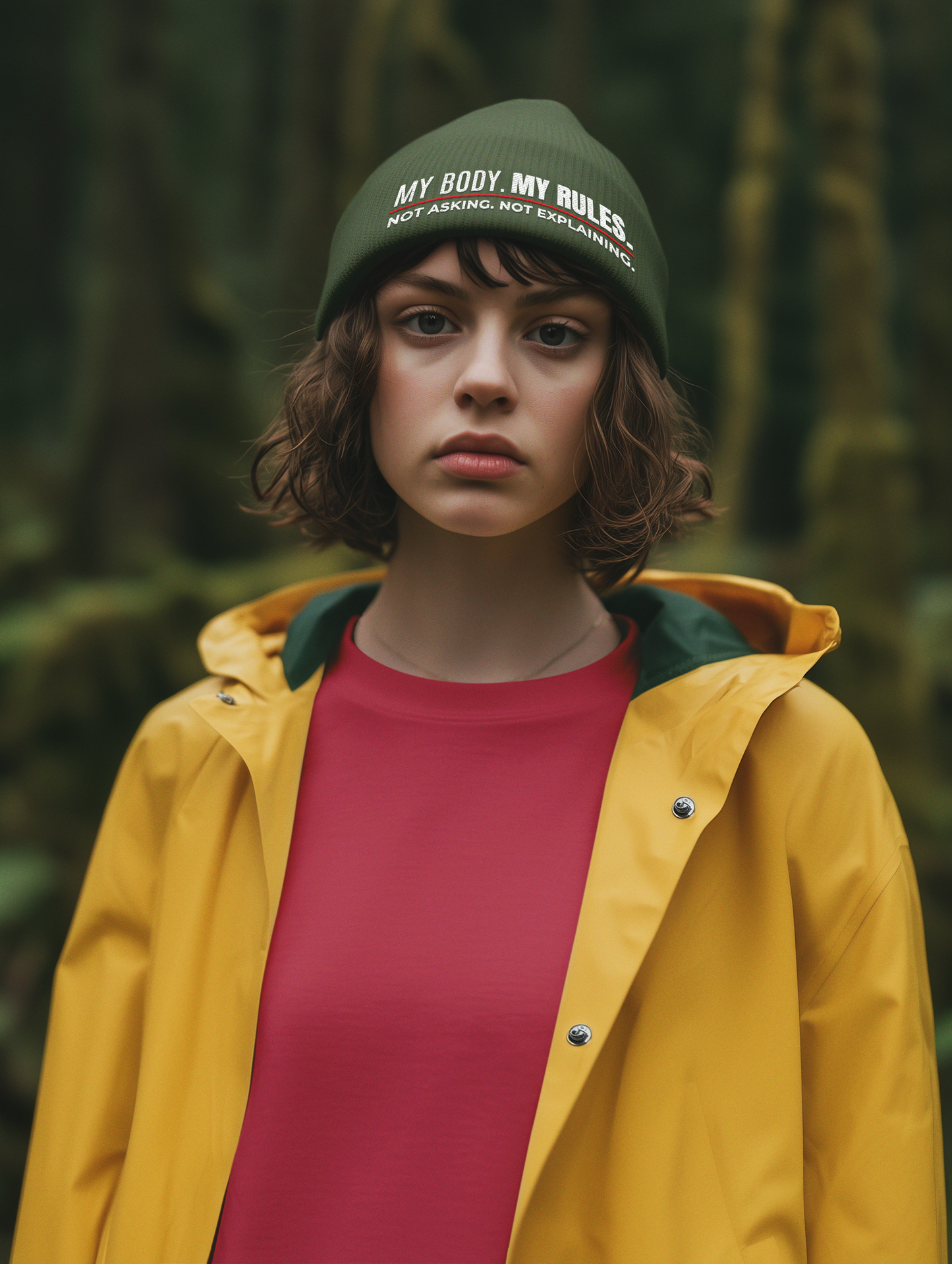 My Body My Rules Beanie – Fisherman Style Ribbed Knit Hat | Unisex Winter Accessory