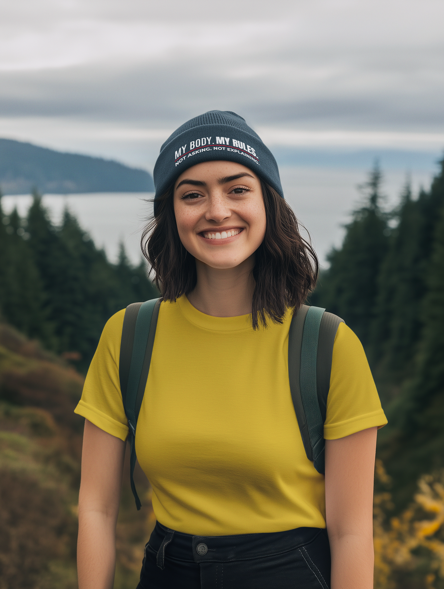 My Body My Rules Beanie – Fisherman Style Ribbed Knit Hat | Unisex Winter Accessory