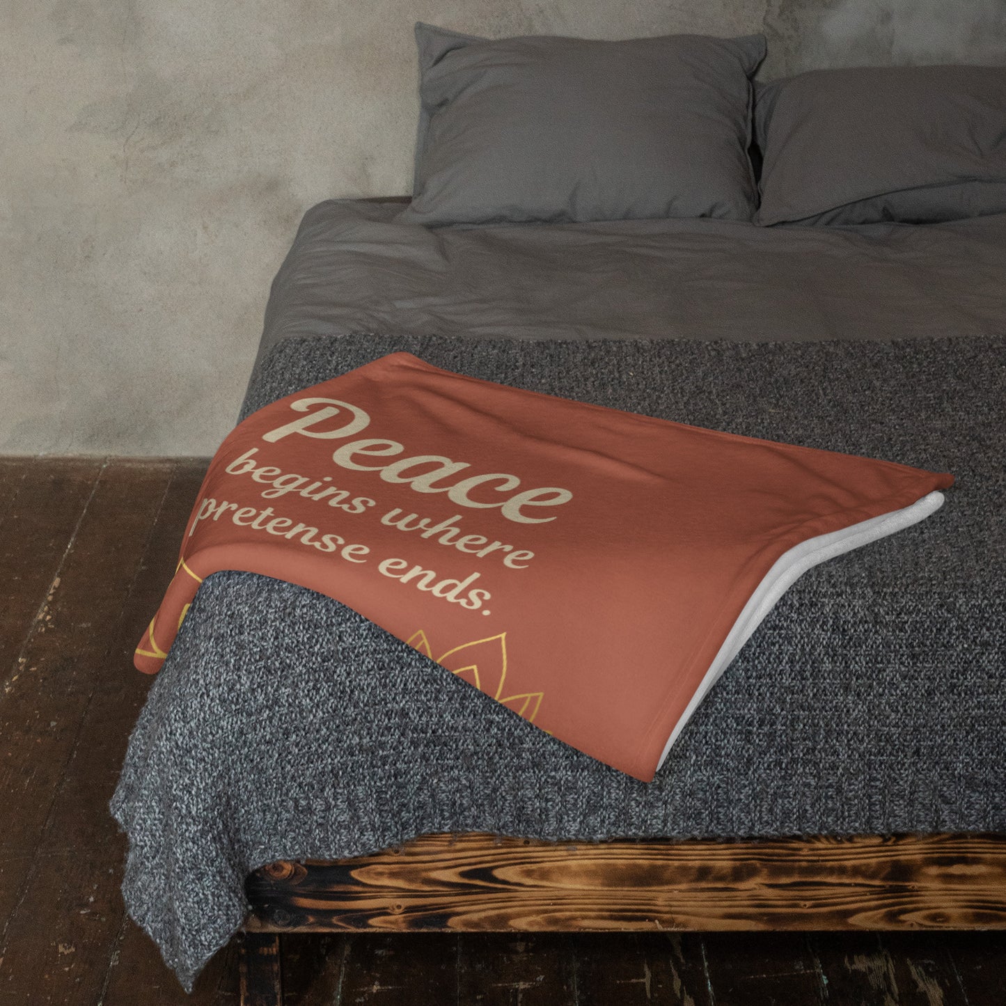 Where Peace Begins Throw Blanket – Inspirational Quote Lotus Design