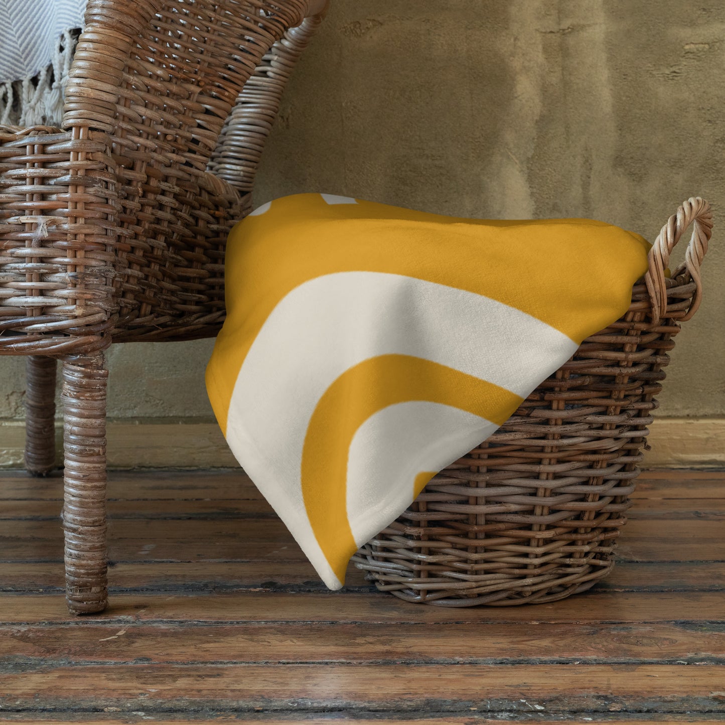 Savanna Gold Throw Blanket – Afro-Modern Tribal Print Cozy Decor