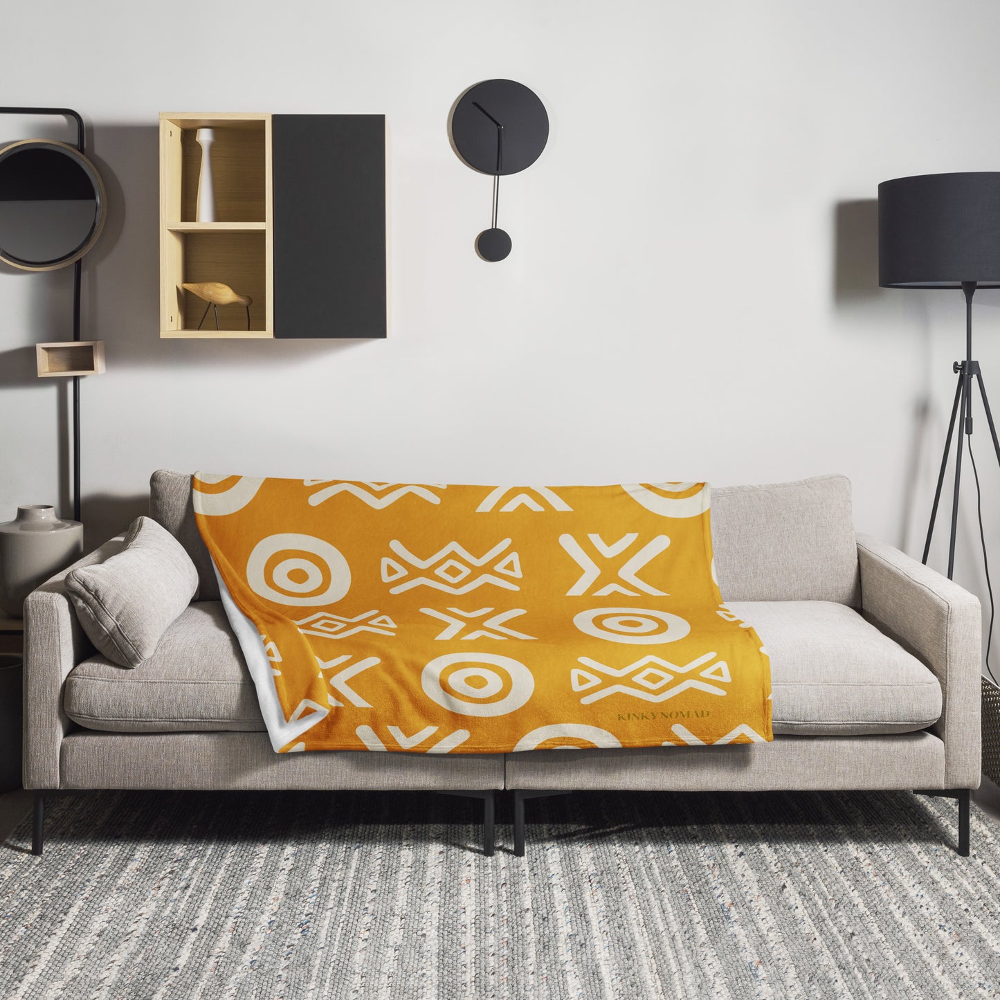 Savanna Gold Throw Blanket – Afro-Modern Tribal Print Cozy Decor