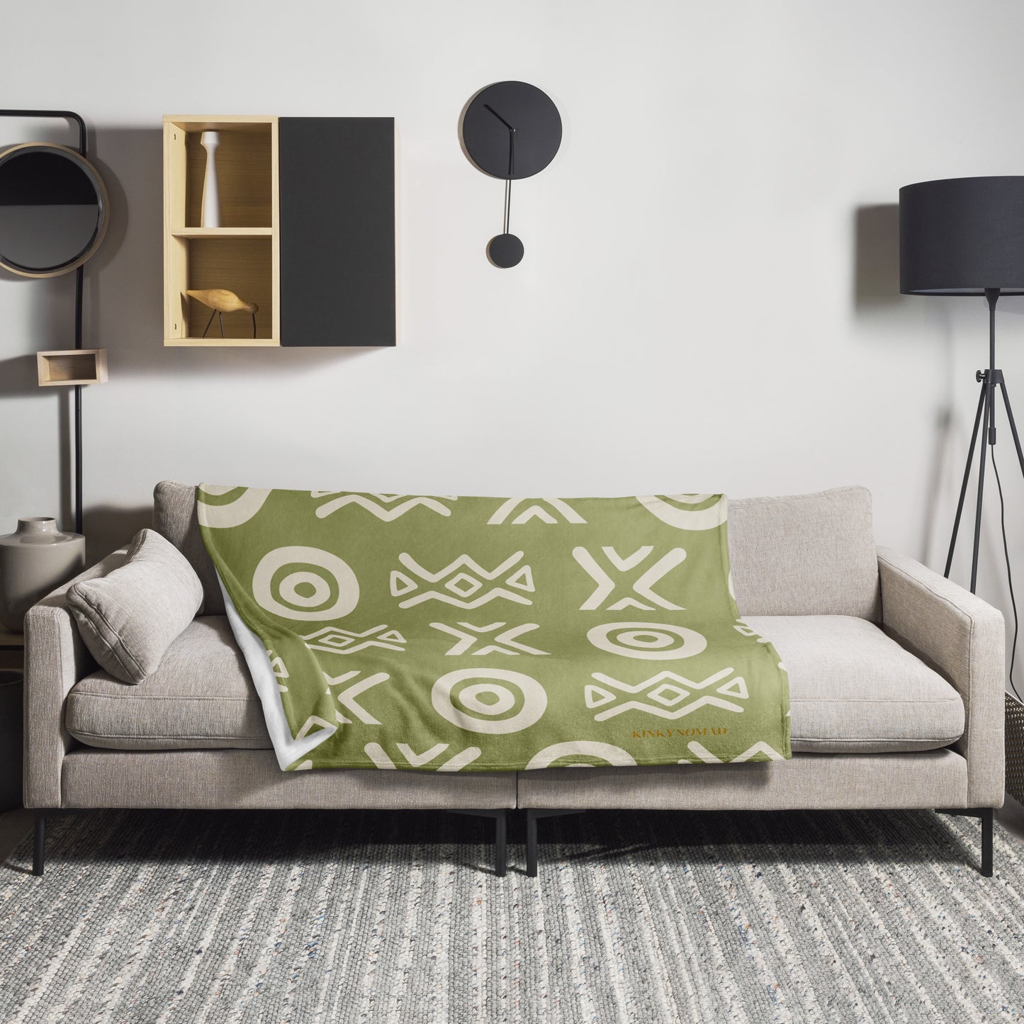 Savannah Moss Throw Blanket | African-Inspired Green Home Decor | Kinky Nomad