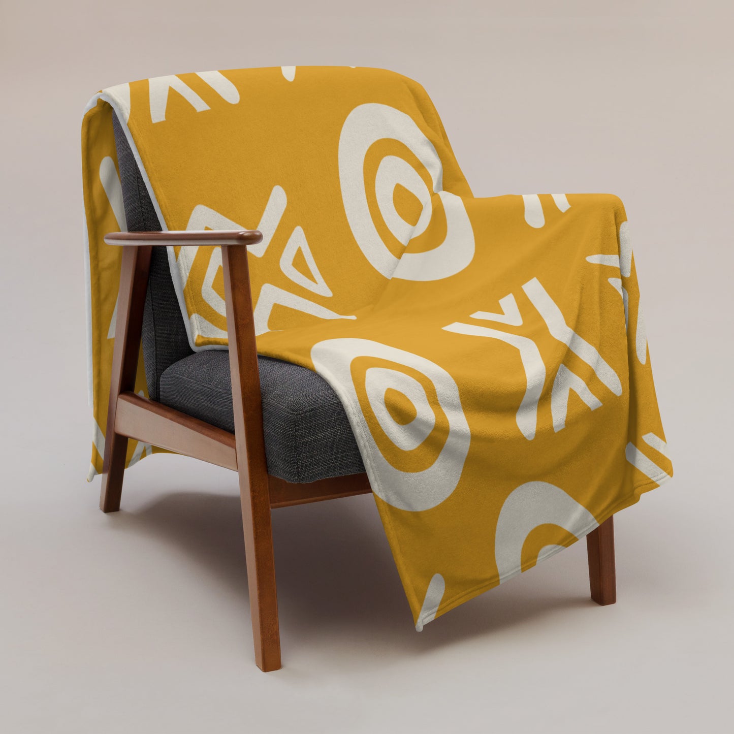 Savanna Gold Throw Blanket – Afro-Modern Tribal Print Cozy Decor