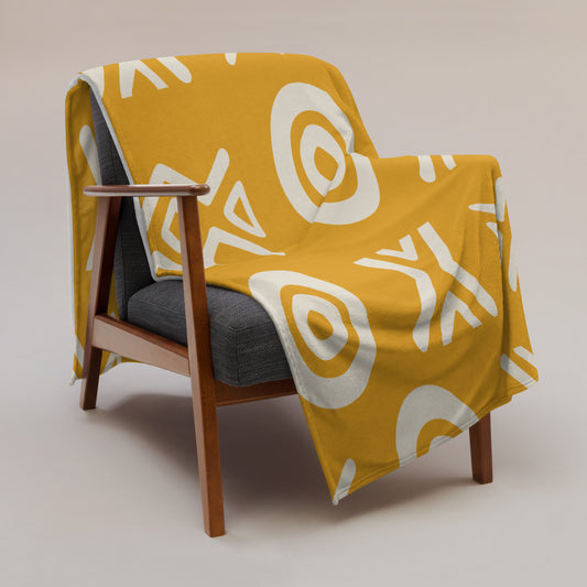Savanna Gold Throw Blanket – Afro-Modern Tribal Print Cozy Decor