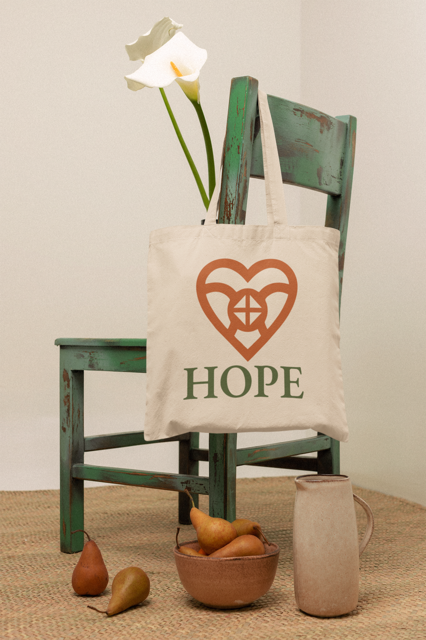 HOPE Adinkra Organic Cotton Tote Bag | Eco-Friendly African Symbol Tote by Kinky Nomad