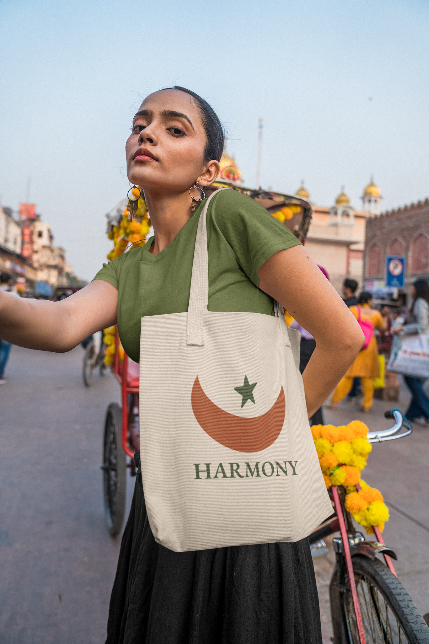 HARMONY Adinkra Tote Bag – Organic Cotton, Eco-Friendly African Symbol Bag, Sustainable Gift by Kinky Nomad